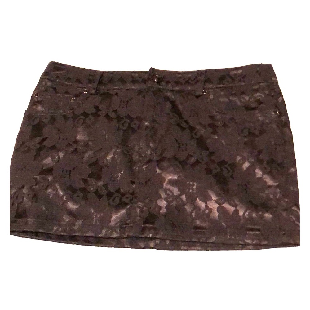 Vintage Black Mini Skirt floral pattern S/P Forever21